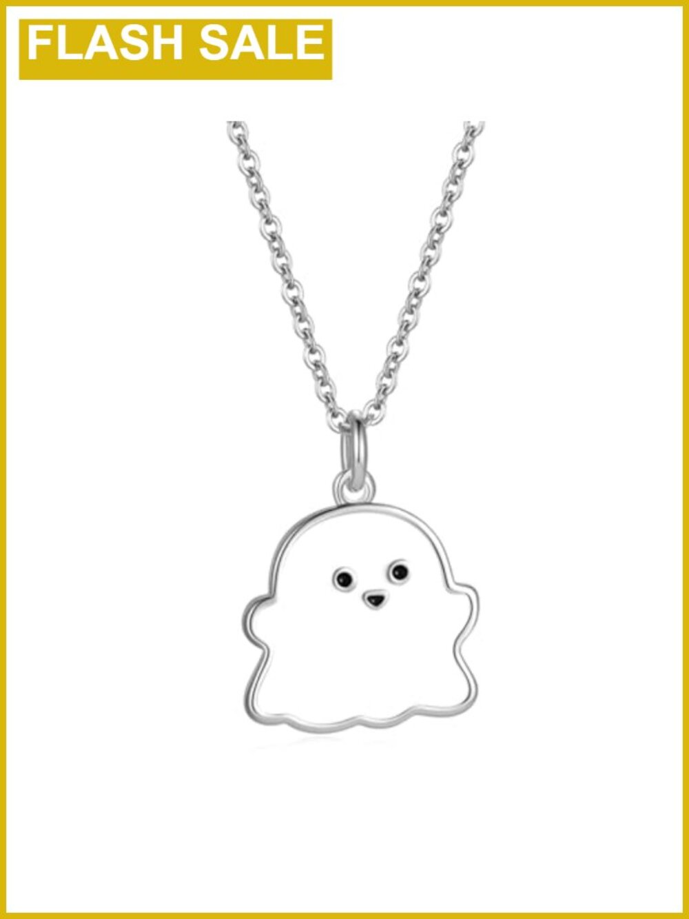 14K Gold Plated Halloween Ghost Pendant Necklace Cute Costume Jewelry